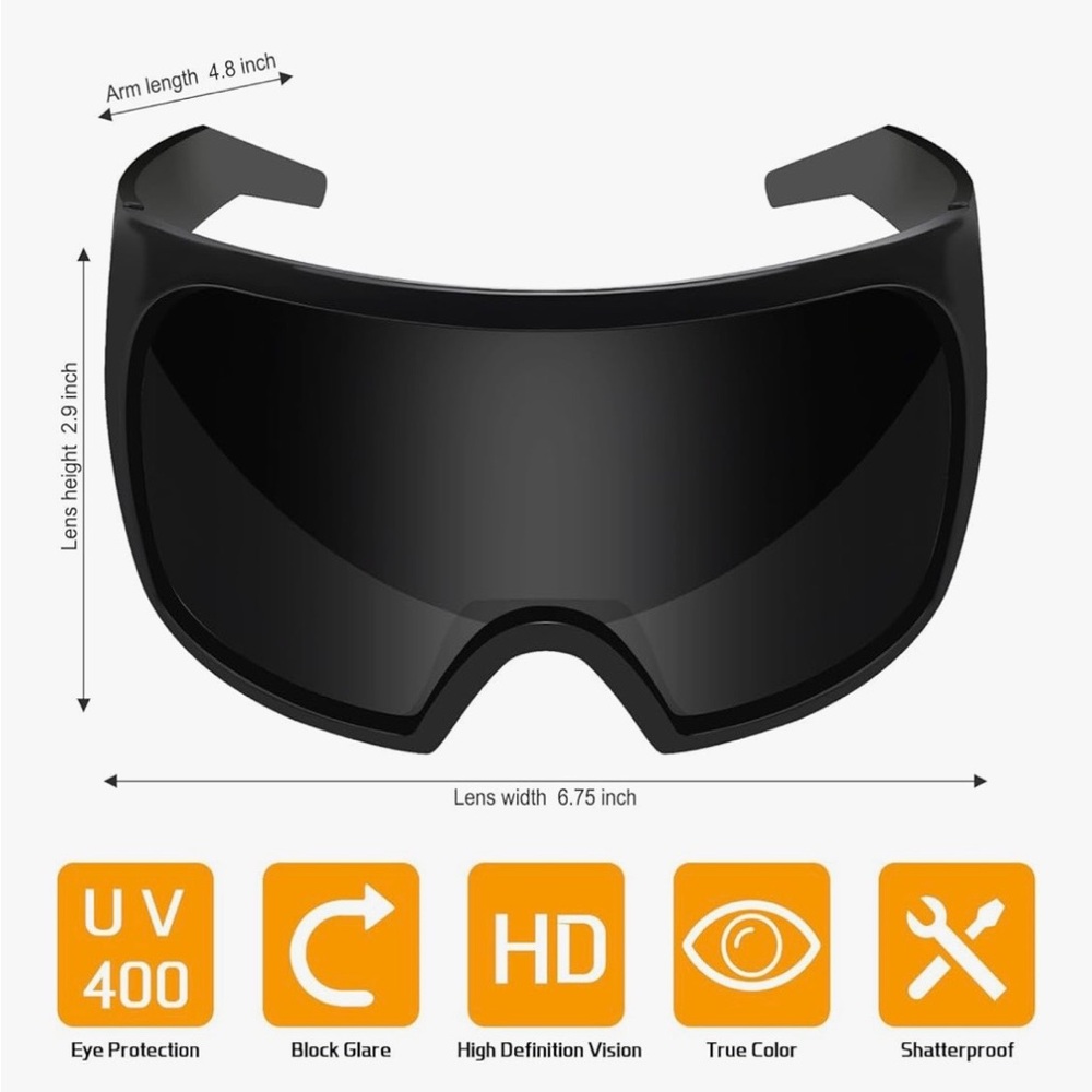 Oversized Wrap Around Shield Sunglasses w. Curved Lens - Picture 2 of 4